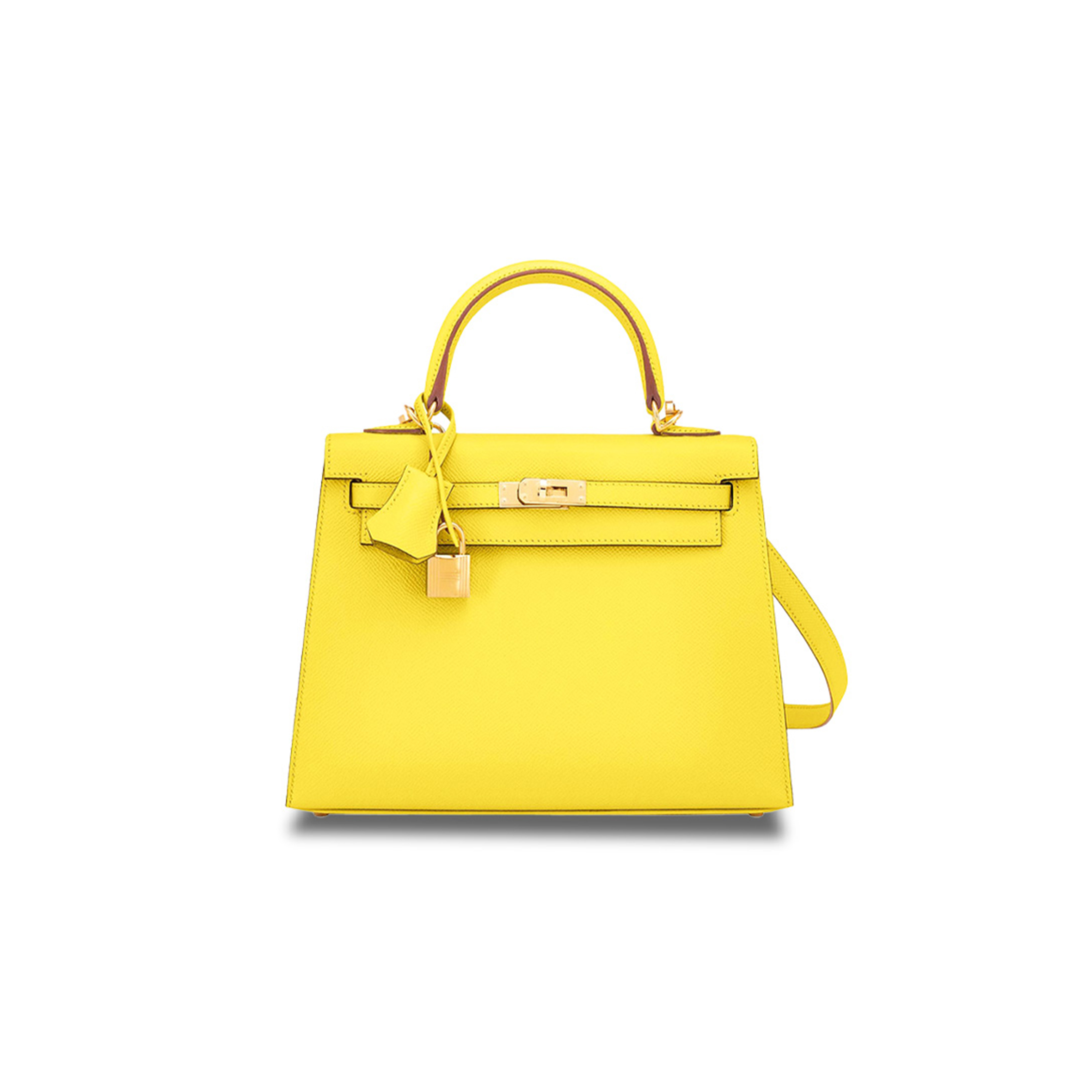 H**mes master kelly 25 lemon yellow epsom gold hardware (25*17*7cm)